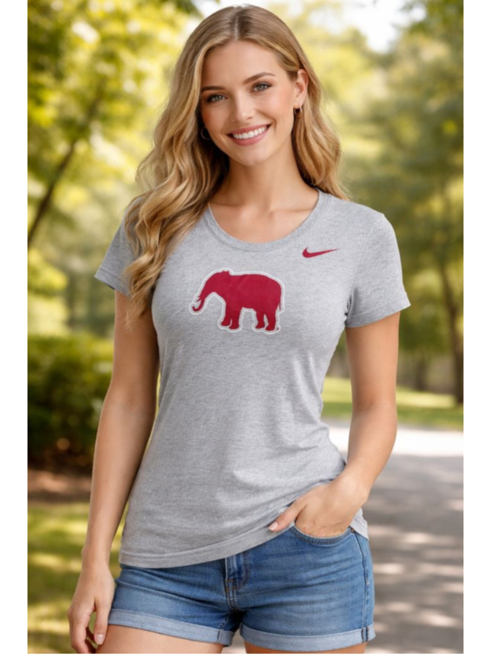 Women's Nike Gray Alabama Elephant Short Sleeve Tee S